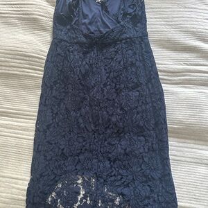 Lulu's Midnight Blue Lace Backless Dress